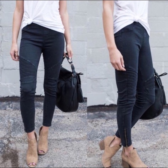 Denim - Black Moto Jegging Ankle Zipper